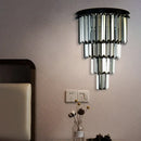 GobekUsa Modern Clear/Amber Layered Wall Light Sconce with Crystal Accents - 2-Light Wall Mounted Lamp for Living Room