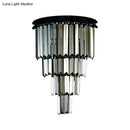 GobekUsa Modern Clear/Amber Layered Wall Light Sconce with Crystal Accents - 2-Light Wall Mounted Lamp for Living Room