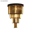 GobekUsa Modern Clear/Amber Layered Wall Light Sconce with Crystal Accents - 2-Light Wall Mounted Lamp for Living Room