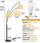 Modern Arc Floor Lamp w/ Marble Base -- 3 Lights Hanging Over The Couch from Behind - Multi Head Arching Tree Lamp -Oil Rubbed Bronze