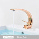 GobekUsa Brushed Gold Basin Faucet, Deck Mounted Wash Basin Mixer for Bathroom