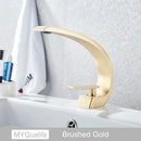 GobekUsa Brushed Gold Basin Faucet, Deck Mounted Wash Basin Mixer for Bathroom