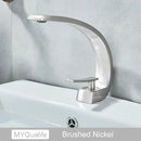 GobekUsa Brushed Gold Basin Faucet, Deck Mounted Wash Basin Mixer for Bathroom