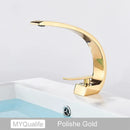 GobekUsa Brushed Gold Basin Faucet, Deck Mounted Wash Basin Mixer for Bathroom