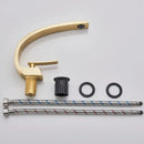 GobekUsa Brushed Gold Basin Faucet, Deck Mounted Wash Basin Mixer for Bathroom