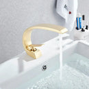 GobekUsa Brushed Gold Basin Faucet, Deck Mounted Wash Basin Mixer for Bathroom