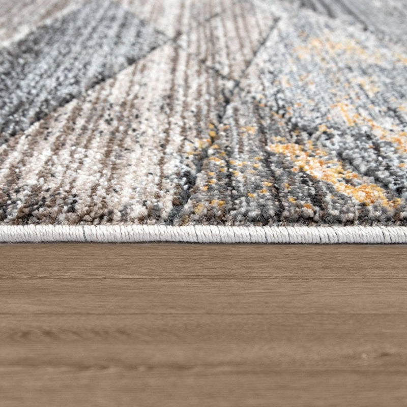 Modern Area Rug Abstract Design 3D Effect in Grey Yellow