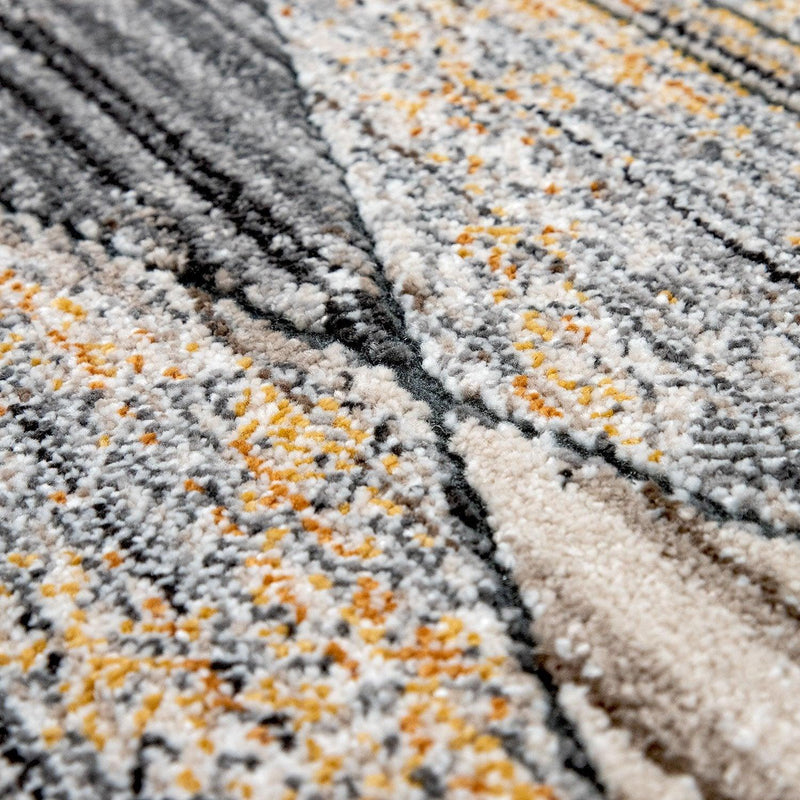 Modern Area Rug Abstract Design 3D Effect in Grey Yellow