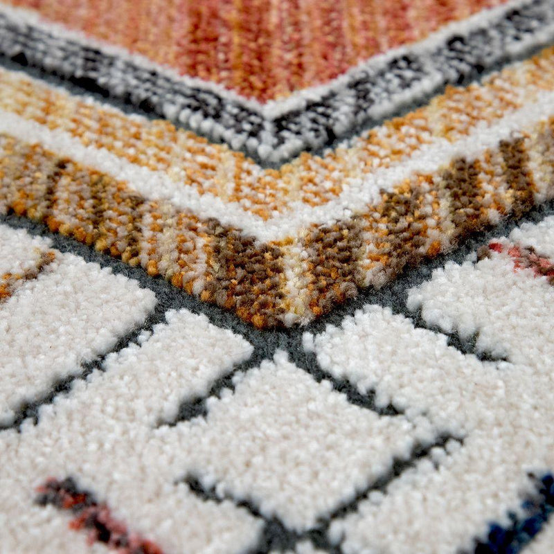 Modern Area Rug Boho Design with colorful Pattern in Cream