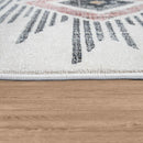 Modern Area Rug Ethnic Design with colorful Pattern in Cream