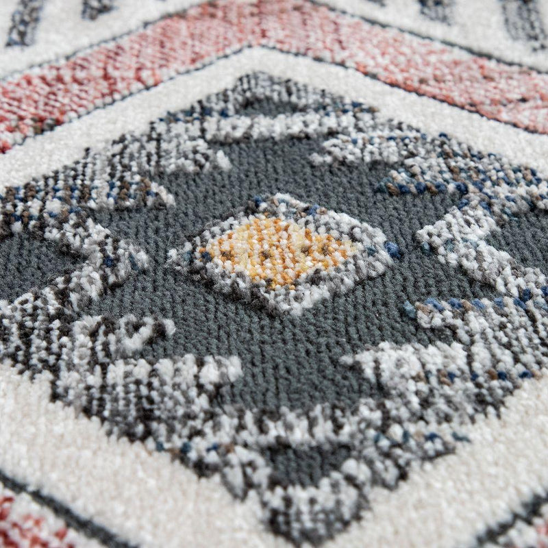 Modern Area Rug Ethnic Design with colorful Pattern in Cream