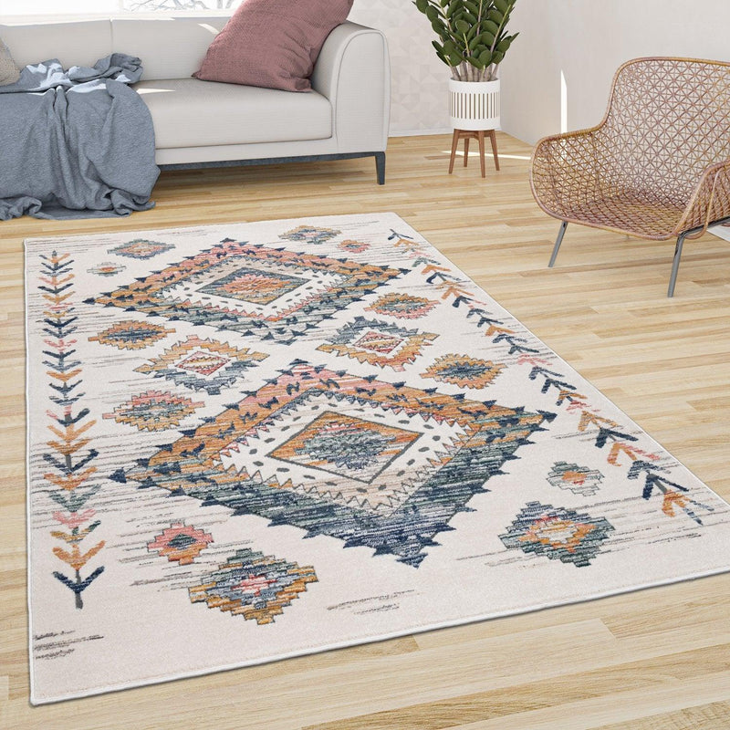Modern Area Rug for Living Room Ethnic Boho Style in Cream