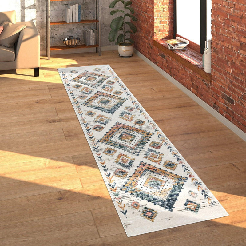 Modern Area Rug for Living Room Ethnic Boho Style in Cream