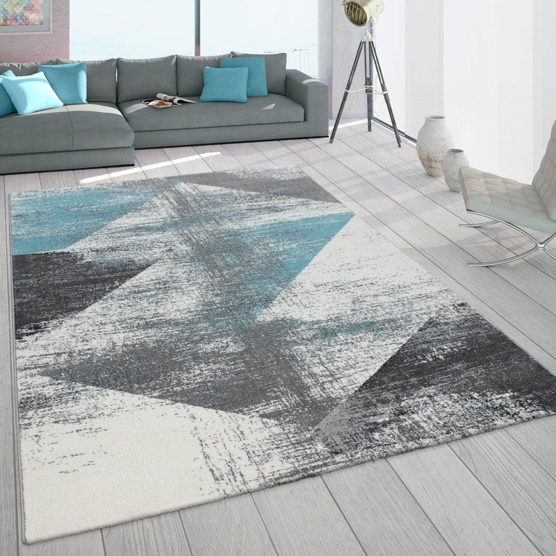 Modern Area Rug Mero Abstract Design - Grey Blue