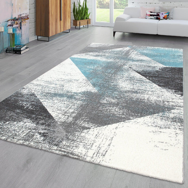 Modern Area Rug Mero Abstract Design - Grey Blue