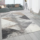 Modern Area Rug Mero Abstract Design - Grey White Brown