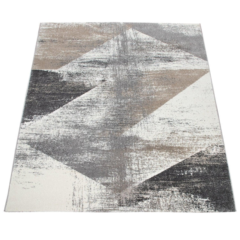 Modern Area Rug Mero Abstract Design - Grey White Brown