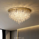 GobekUsa Crystal Steel LED Ceiling Chandelier, Modern Art Deco Lighting Fixture