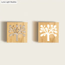 GobekUsa Modern Art Deco LED Wall Sconce - Square Flush Mount Wooden Corridor Light Fixture
