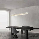 GobekUsa Art Deco Marble Steel Chandelier: Modern LED Black Gold Lighting for Dinning Room