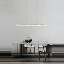 GobekUsa Art Deco Marble Steel Chandelier: Modern LED Black Gold Lighting for Dinning Room