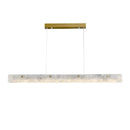 GobekUsa Art Deco Marble Steel Chandelier: Modern LED Black Gold Lighting for Dinning Room