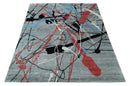 Modern Artistic Rug 8x10 Gray, Blue, Rust and Black Abstract Hand Knotted Bamboo Silk Area Rug by The Rug Decor