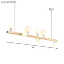 GobekUsa Modern Asian Inspired Hanging Island Lamp with LED Lights - Beige Wood Finish - Ideal for Dining Room