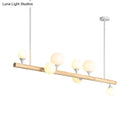 GobekUsa Modern Asian Inspired Hanging Island Lamp with LED Lights - Beige Wood Finish - Ideal for Dining Room