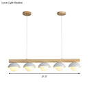 GobekUsa Modern Asian Style Tubular Wood LED Island Lighting - 5 Lights, White Hanging Ceiling Lamp for Dining Room