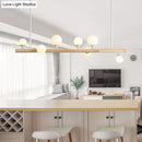 GobekUsa Asian Wood Hanging Ceiling Light with 7 Beige Bulbs for Dining Room