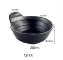 Modern asymmetrical black melamine plastic dipping sauce bowls dining by Decorbites