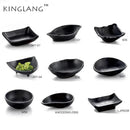 Modern asymmetrical black melamine plastic dipping sauce bowls dining by Decorbites