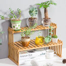 GobekUsa Modern Bamboo 2-Tier Plant Display Stand