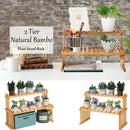 GobekUsa Modern Bamboo 2-Tier Plant Display Stand
