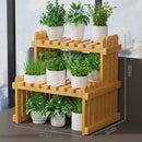 GobekUsa Modern Bamboo 2-Tier Plant Display Stand