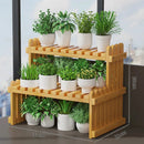 GobekUsa Modern Bamboo 2-Tier Plant Display Stand