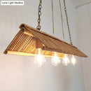 GobekUsa Modern Bamboo Island Pendant Light Fixture with Triangle Roof Design - Wood Ceiling Lighting