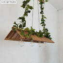 GobekUsa Modern Bamboo Island Pendant Light Fixture with Triangle Roof Design - Wood Ceiling Lighting
