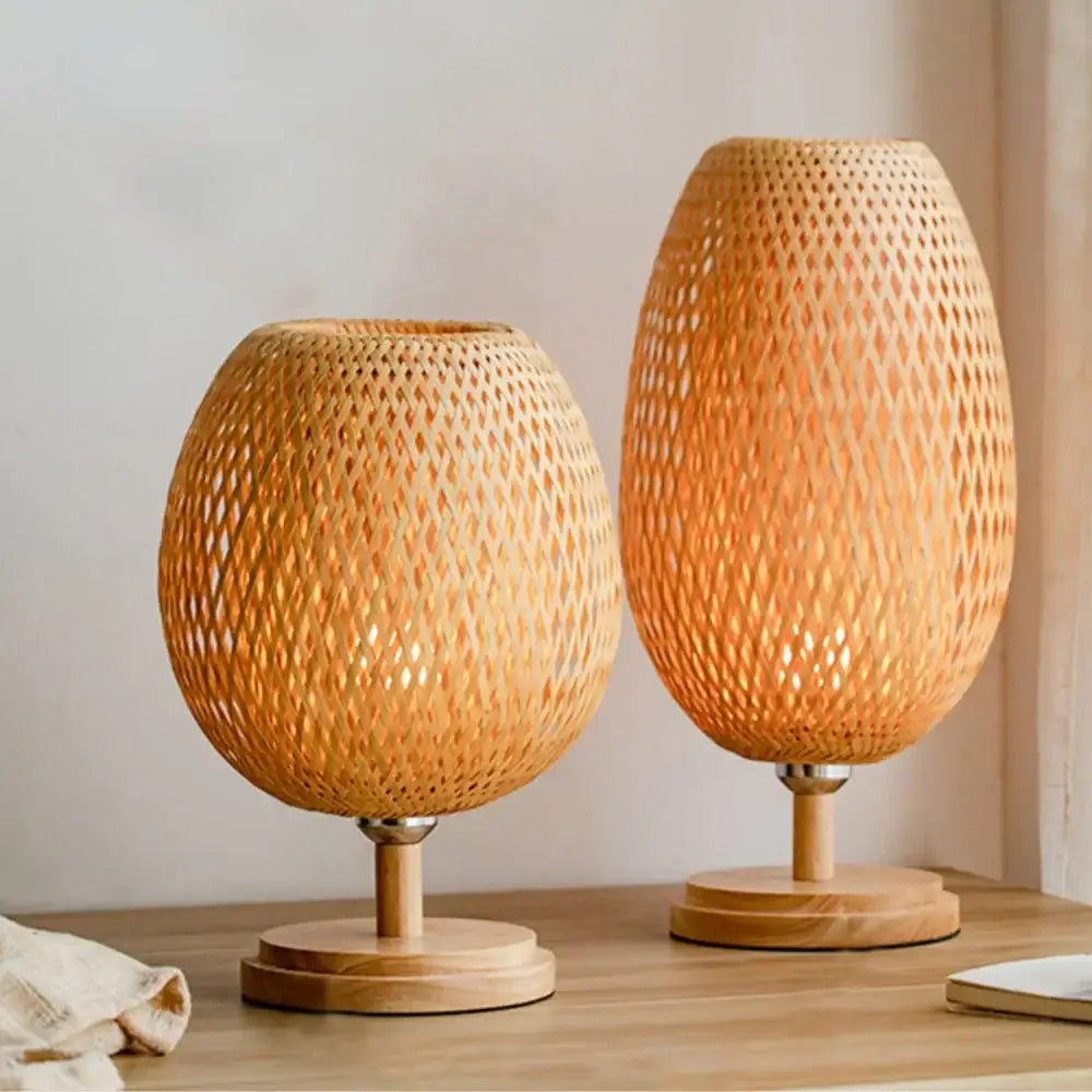 GobekUsa Bamboo Weave Table Lamp - Modern Bedside Light, photo 5 of 8