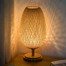 GobekUsa Bamboo Weave Table Lamp - Modern Bedside Light