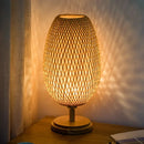 GobekUsa Bamboo Weave Table Lamp - Modern Bedside Light