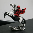 Modern banksy red knight statue black & white horse living room decor by Decorbites