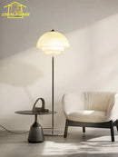 GobekUsa Cream Glass Bauhaus Floor Lamp LED E27 Minimalist UFO Style