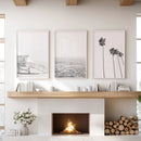 Black White Coastal Wall Art Set: Palms, Ocean, Lifeguard by Wall Art Set