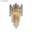 GobekUsa Modern Beaded Crystal Wall Sconce with 2 Smoky Grey Lights for Living Room