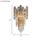 GobekUsa Modern Beaded Crystal Wall Sconce with 2 Smoky Grey Lights for Living Room