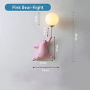 GobekUsa Bear Moon Wall Lamp: Modern Cartoon Light for Kids' Bedroom Décor