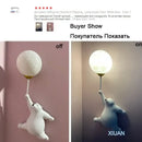 GobekUsa Bear Moon Wall Lamp: Modern Cartoon Light for Kids' Bedroom Décor