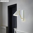 GobekUsa Modern Bedroom Wall Sconce with Cone Shade and Iron Base - Simple 1-Light Black/White Lamp